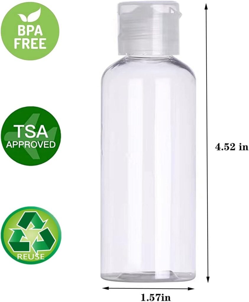 5 Pack 3.4oz Empty Plastic Travel Bottles for Toiletries TSA Approved Leak Proof Squeezable Travel Size Containers Travel Essentials Accessories, clear