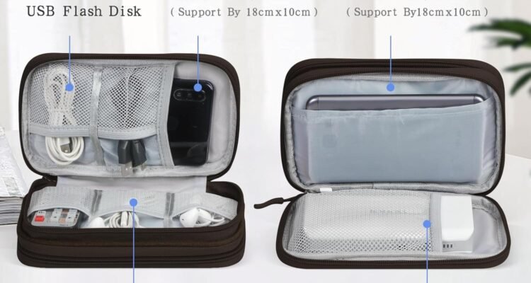 fyy travel cable organizer pouch electronic accessories carry case portable waterproof double layers all in one storage 1 3