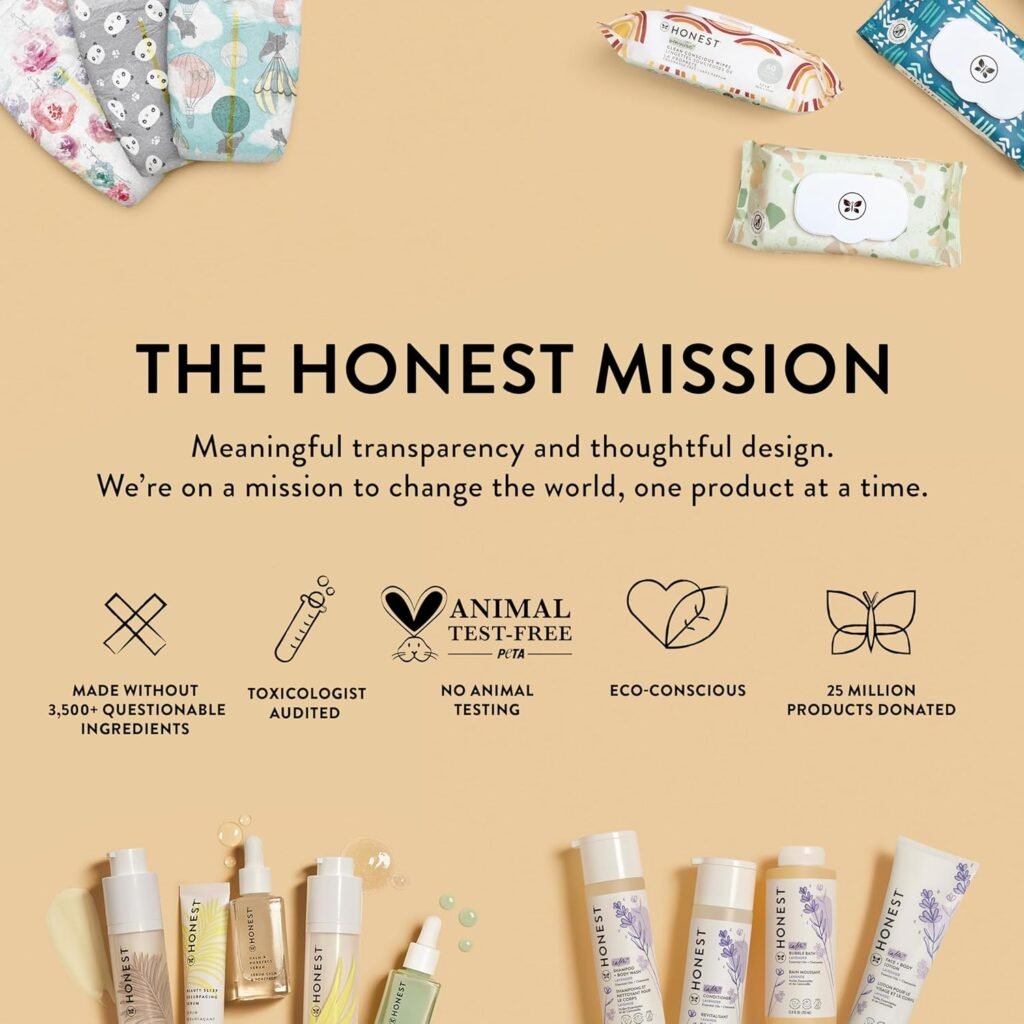 The Honest Company Babes Mini Must Haves Gift Set | Travel Size Lavender Shampoo + Body Wash (2 fl oz), Face + Body Lotion (1 fl oz), Organic All Purpose Balm (.75 oz), Reusable Pouch